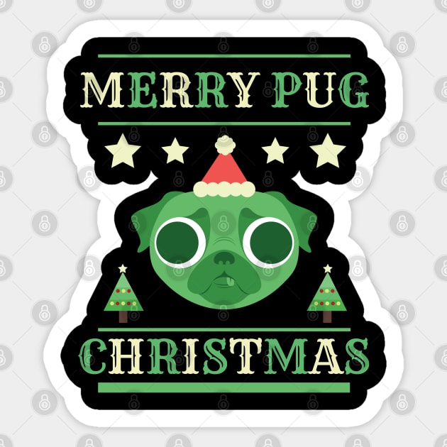 Pug T-Shirt with Santa Hat For Dog & Christmas Gift Idea Sticker by giftideas